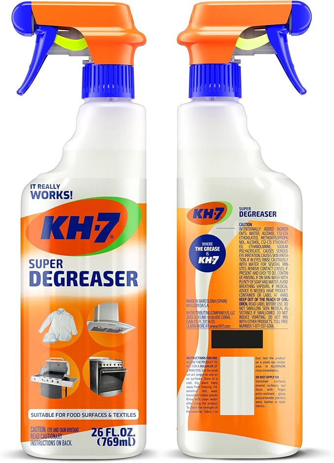 KH-7 Super Degreaser Multipurpose Cleaning Spray: The Heavy Duty All Purpose Cleaner for Your Home, Kitchen, Garage, Car & Laundry | Total Cleaner & Powerful Grease Remover, 26 oz (3 Pack)