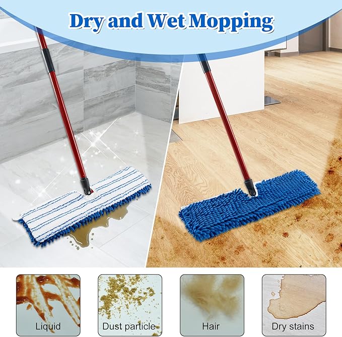3 Pack Mop Heads Replacements for Ocedar Dual-Action Flip Mop, Spin Mop Replace Heads with Microfiber&Chenille Mop Refills Double Sided for All Floor Dry/Wet Use,Machine Washable,Reusable Mop Pads