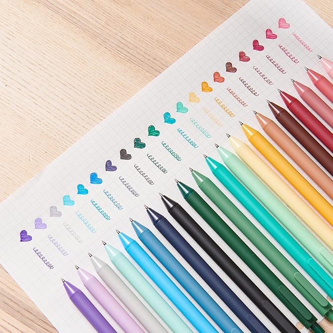 Kaco PURE Colored Gel Pens, 30 Pieces Assorted Color Ink 0.5 mm Fine Point Aesthetic Pens for Journaling Cute Stationery Office Supplies (30 Color Ink Assorted)