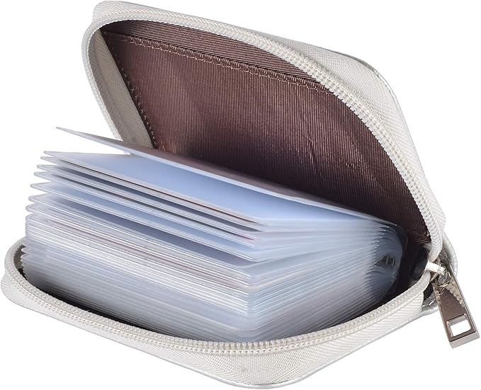 Easyoulife Genuine Leather Credit Card Holder Zipper Wallet With 26 Card Slots