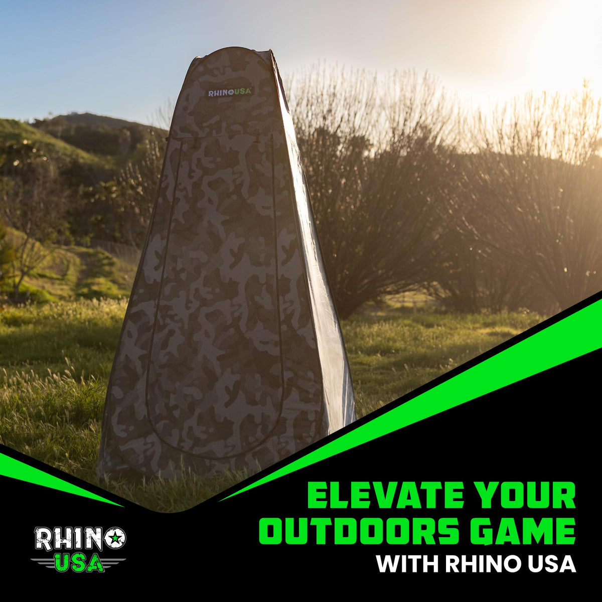 Rhino USA Portable Pop Up Privacy Changing Tent - Ultimate Outdoor Camping Shower, Camp Toilet, Rain Shelter for Beach and Camping - Lightweight and Sturdy, Instant Setup While On-The-Go