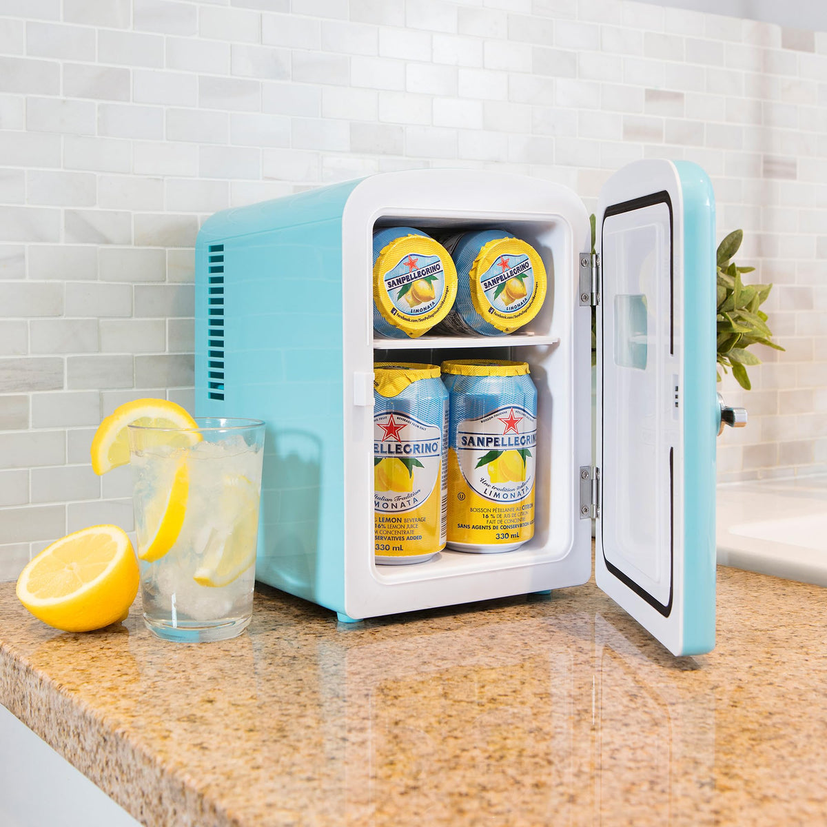 Koolatron Mini Fridge - Refrigerator for Bedroom Office, Portable Table Top Beverage Cooler, 12V 110V Refrigerador For Drinks, Soda, Wine, Breast Milk, Use In Car, Dorm, Outdoor, Patio, 8 Can