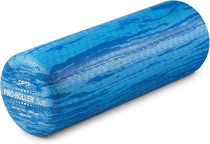 OPTP PRO-Roller Soft Density Foam Roller – Low Density Soft Foam Roller for Physical Therapy, Pilates, Yoga Foam Roll Exercises, and Muscle Recovery - Blue 18" x 6"