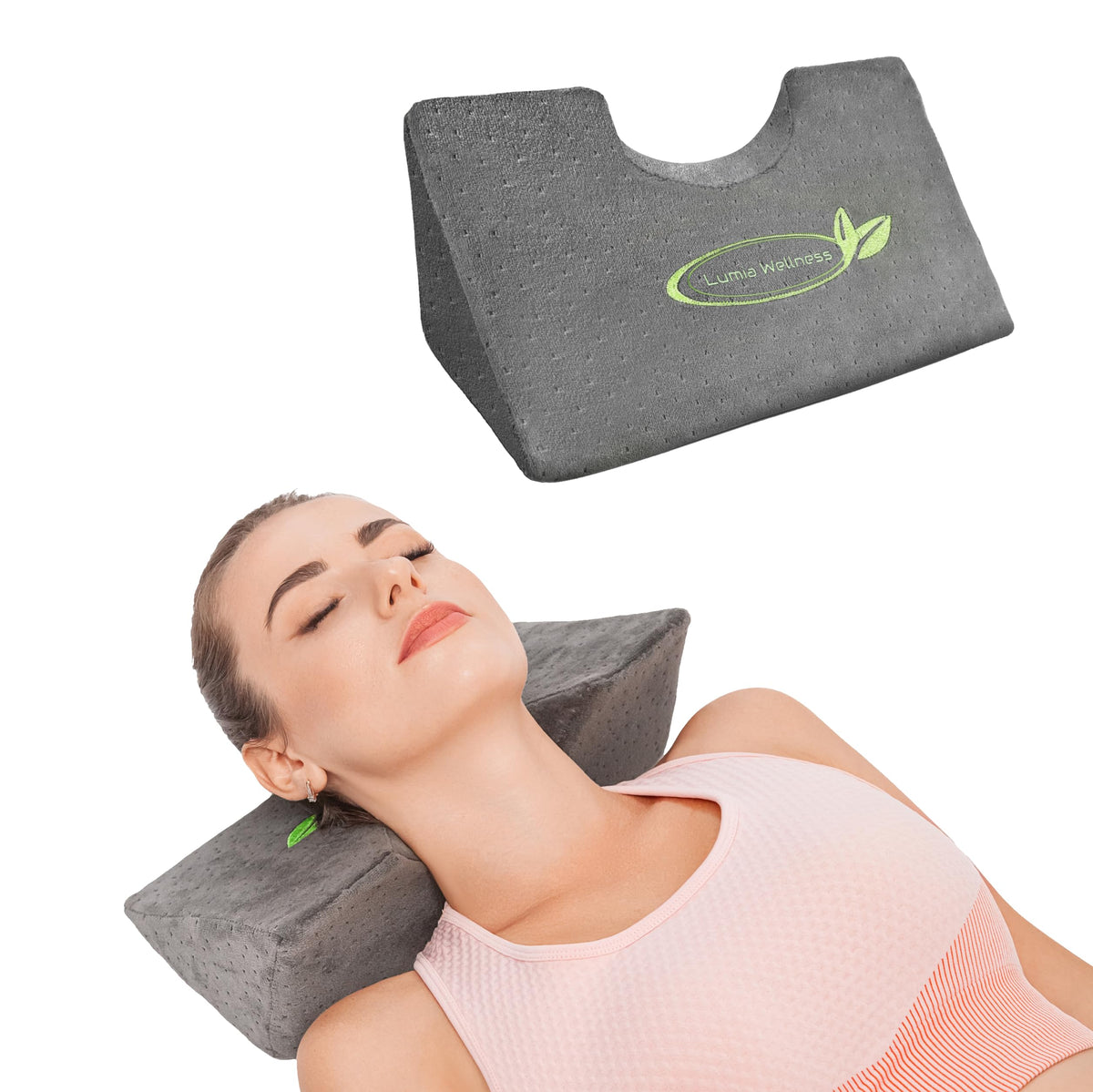 Lumia Wellness Cervical Traction Wedge Pillow - Neck Support Pillow, FSA/HSA Eligible, TMJ & Neck Pain Relief, Neck Stretcher Relaxer