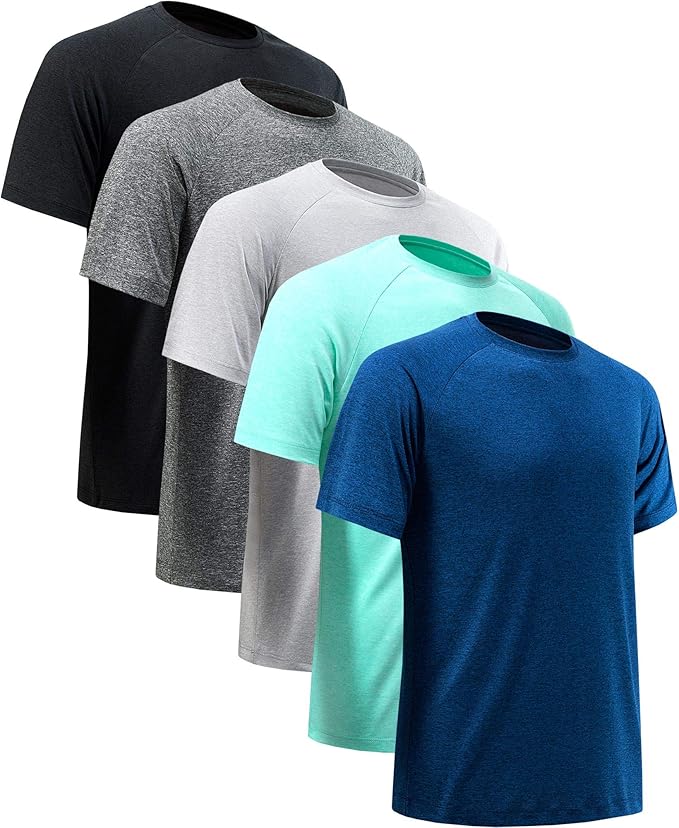 Workout Shirts for Men Short Sleeve Quick Dry Athletic Gym Active T Shirt Moisture Wicking