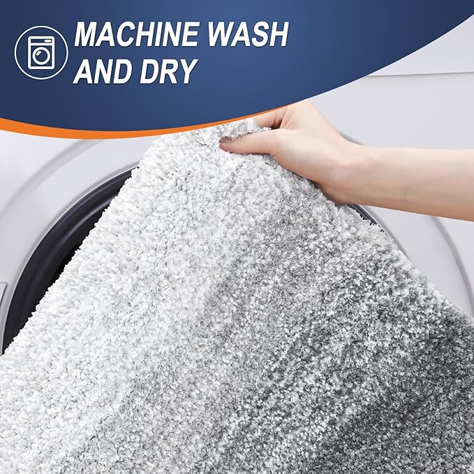 OLANLY Bathroom Rugs Mat 70x46, Extra Soft Absorbent Microfiber Bath Rugs, Rubber Backing, Quick Dry, Machine Washable Bath Mats for Bathroom Floor, Tub and Shower, Home Decor Accessories, Light Grey