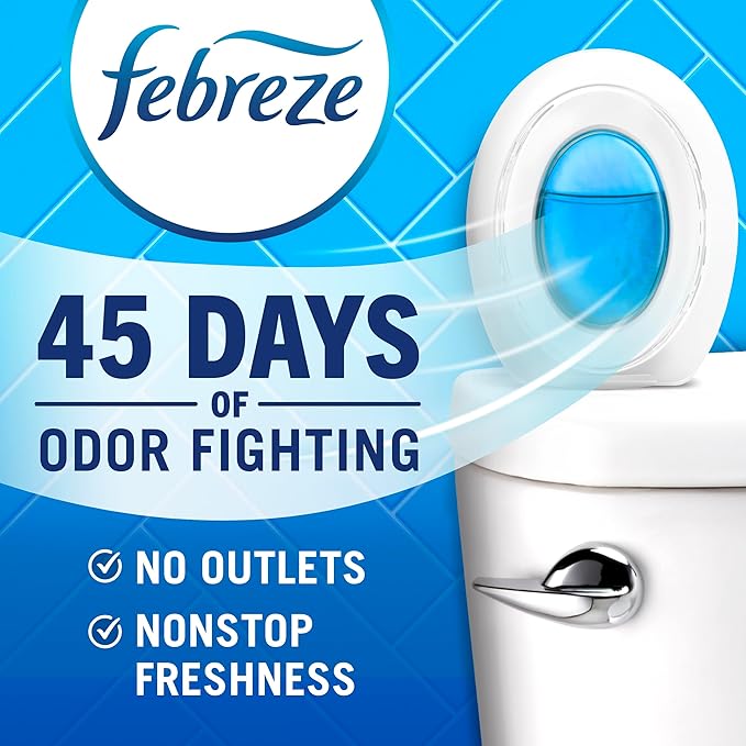 Febreze Bathroom Air Freshener, Odor-Fighting, Plug In Alternative, Air Fresheners for Home and Bathroom and Kitchen, Closet Air Fresheners, Downy April Fresh Scent, 6 Count