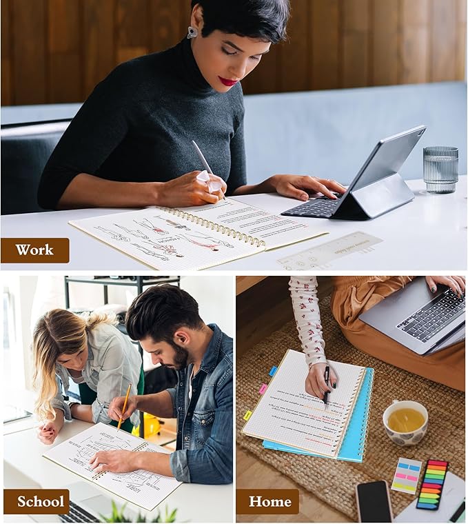 Graph Paper Notebook, Spiral Notebook Journal 8.5” x 11”, A4 Large Grid Notebooks for Women Men, 100 GSM Graph Paper, Plastic Hardcover Spiral Graphing Journals for Work School Engineerin, Yellow