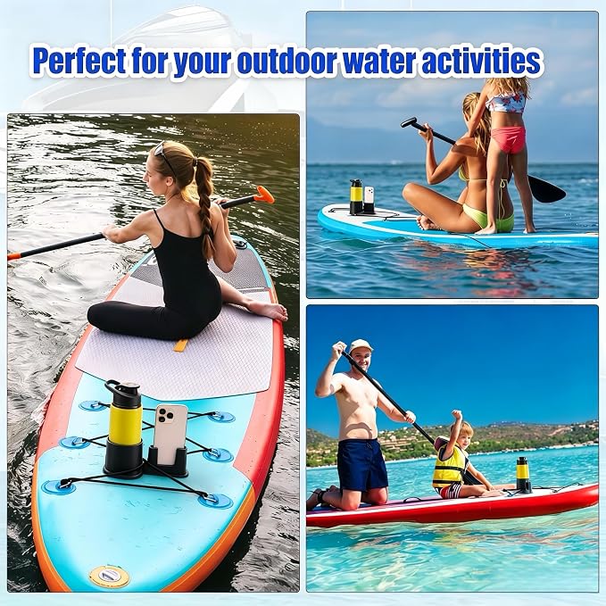 Paddle Board Cup Holder, Kayak Cup Holder, 2 in 1 Drink & Phone Holder, Paddle Board Accessories & Kayak Accessories for SUP, Canoe, Surfboard and Boat（Black）
