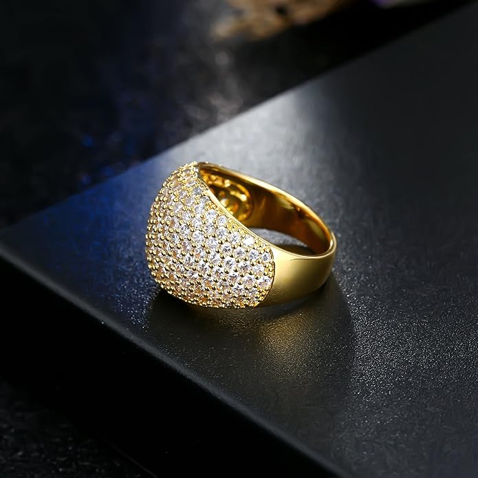 Hiyong Diamond Accent Dome Ring - Sliver Fashion Rings for women Big Hollow Women Wedding Band Cubic Zirconia Statement Rings for women 5-11