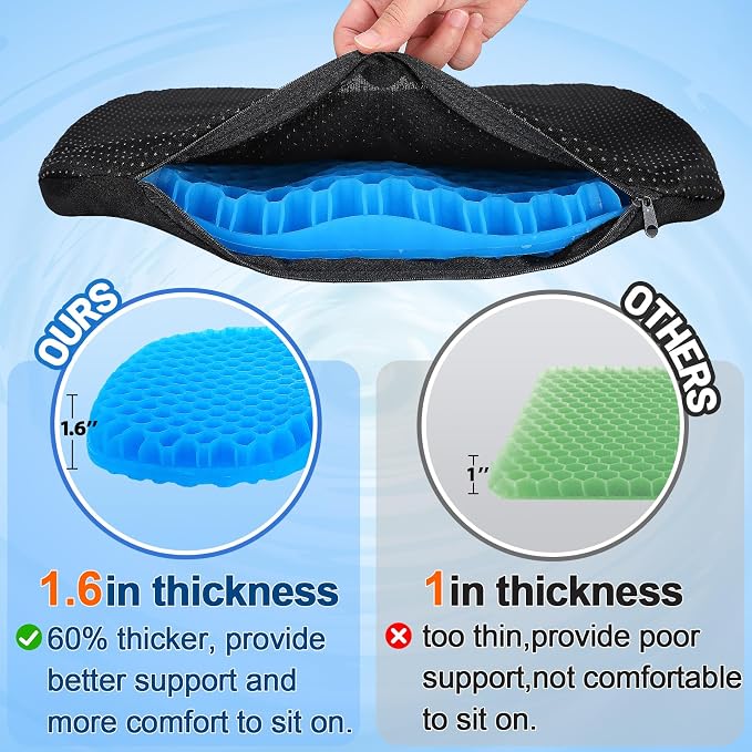 Anti Slip Kayak Seat Cushion-Thick Breathable Comfortable Waterproof-Gel U Shape Seats Pad with Non-Slip Cover, Lifetime Kayak Seat for Sit in Inflatable Kayaks Canoe Boat Accessories, 2 Pcs