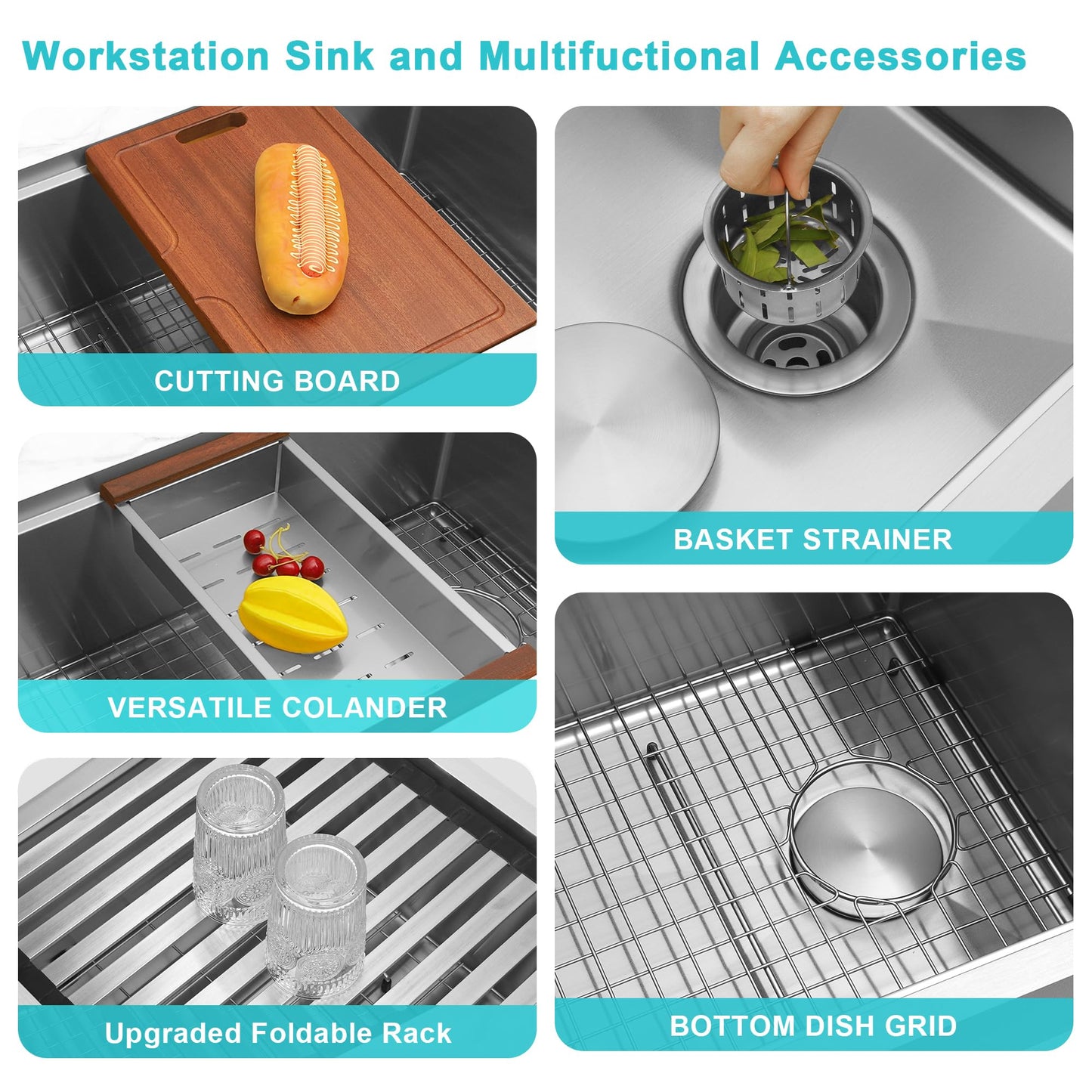 Lonsince Undermount Kitchen Sink 33 inch,16 Gauge Stainless Steel Workstation Sinks,Deep and Large Single Bowl Kitchen Sink Offset Drain (33" X 18")