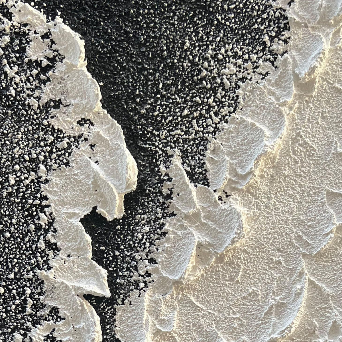 NANKAI Handcrafted Thick Texture Black and White Abstract Canvas Art Ocean Wave Beach Landscape Oil Painting Home Wall Art Deco Oil Painting 24X36 Inches
