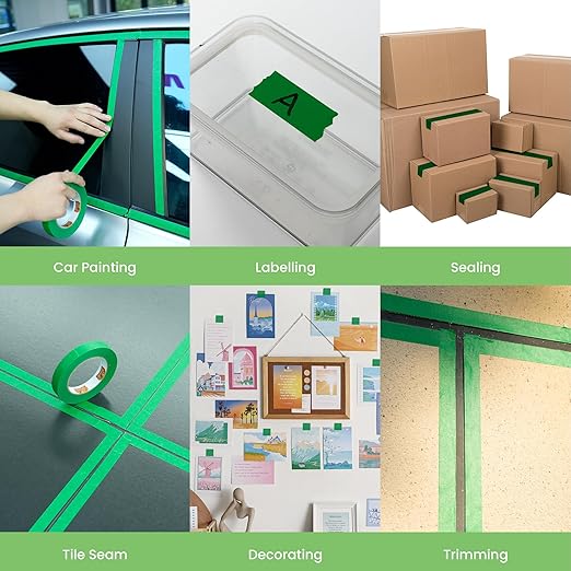 Green Painters Tape Multi-Surface Masking Tape 0.94 inch x 60 Yard, Indoor and Outdoor Painting Tape, Residue Free Easy Removal with Sharp Lines, Paint Tape for Walls, Auto, Home, 36Rolls