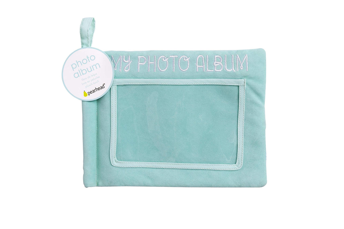 Pearhead Plush Photo Album, Baby Shower Registry Addition, Gender Neutral Baby Toy, 8.75x6.25x0.75 Inch