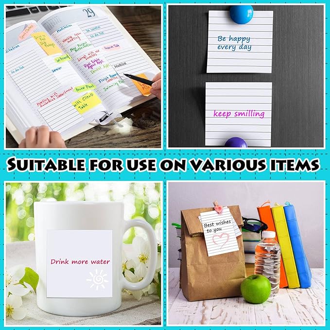 Yexiya 64 Pcs Lined Sticky Notes Self Stick Notes with Lines Bright Assorted Colors Sticky Pad for Home Office Products Post Memos, 1920 Sheets(3 x 3 Inch, 4 x 6 Inch,Mixed Color)