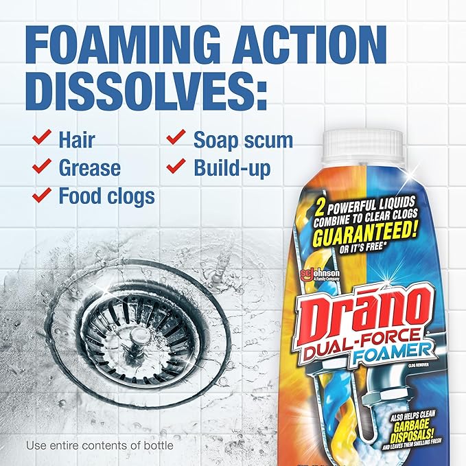 Drano Dual-Force Foamer Clog Remover, 17 oz (Pack of 5)