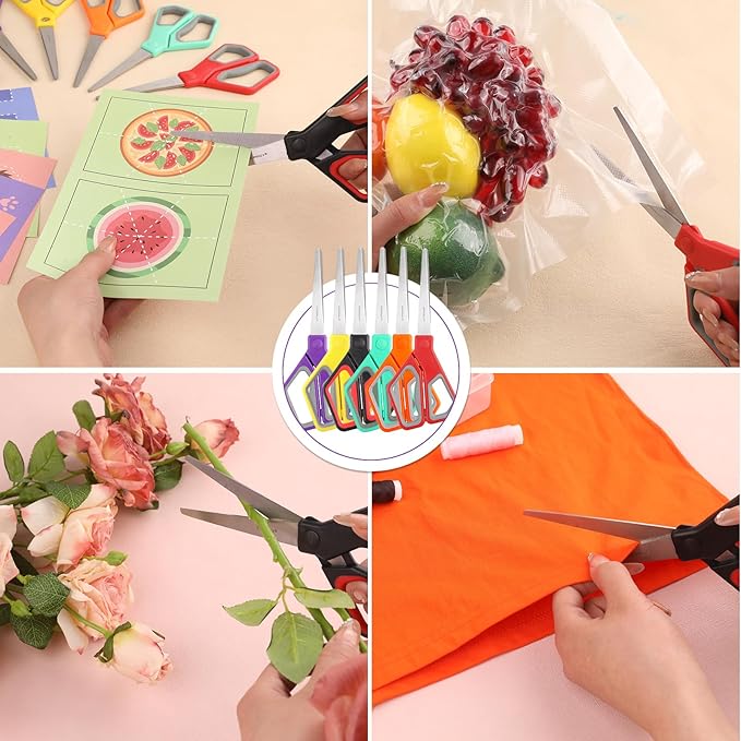 18Pack 8" Scissors All Purpose, Heavy Duty Scissors with Ultra Sharp Blades Comfort Grip Handles - For Office Home School Sewing Fabric Crafts, High/Middle School Student Teacher Scissor