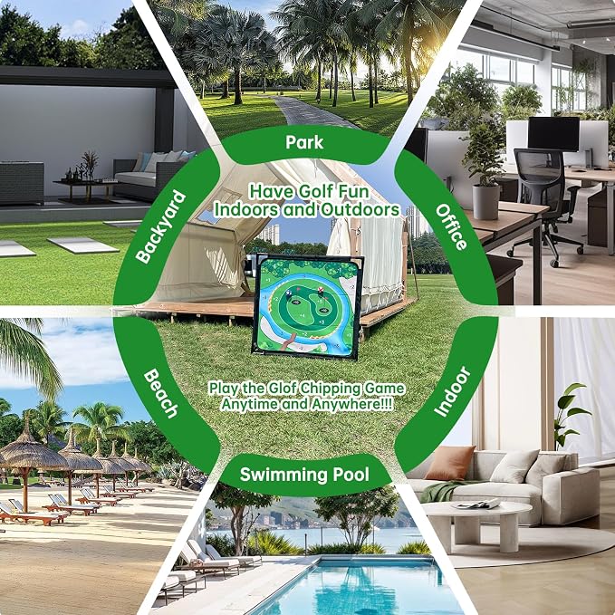 Golf Chipping Game - Portable Golf Practice Set for Indoor & Outdoor Lawn Play! Enjoy Backyard, Beach & Office Parties - Fantastic Golf Gifts for Men+ Golf Club