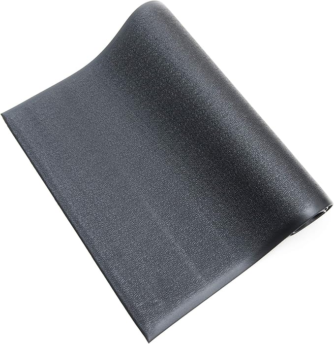 Anti-Fatigue Floor Mat, 2 Feet x 3 Feet x 3/8 Inch Thick, Textured Pattern Top, Bevelled on All Sides, Black, Made in USA