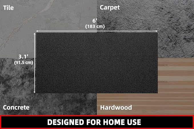 Treadmill Mat, 7'x3'/6'x3'/6'x2.5'/5.6'x2'/4'x2', 6mm Thick Exercise Equipment Gym Mat for Hardwood FloorCarpet, Compatible with Peloton Bike, Indoor Spin Bike, Elliptical