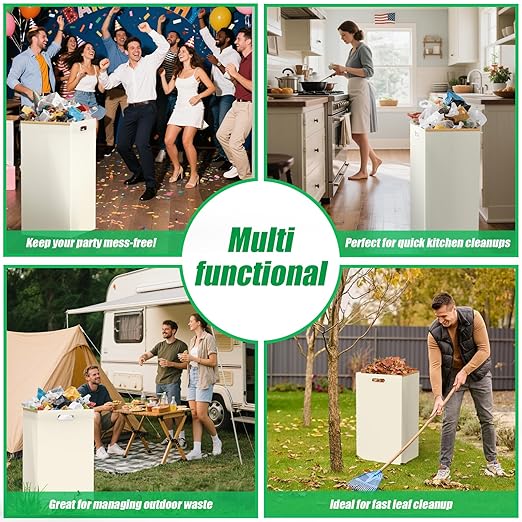 30 Gallon Disposable Trash Cans with Built-in Handles, 4 Pack Extra Large Portable Trash Can, Waterproof Layer Reusable Garbage Can, Recycling Bins, Extra-Thick Recycled Cardboard, Perfect for Parties