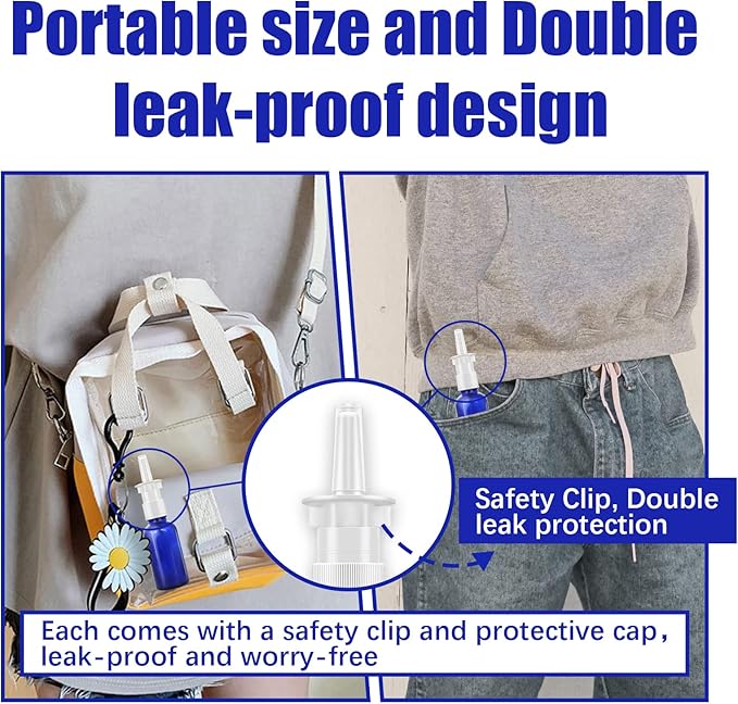 Cupohus Nasal Spray Bottle, 3 Pcs 30ML/1oz Cobalt Blue Glass Refillable Fine Mist Sprayers Atomizers, Travel Sized, Empty Nasal Sprayer with Funnels and Labels