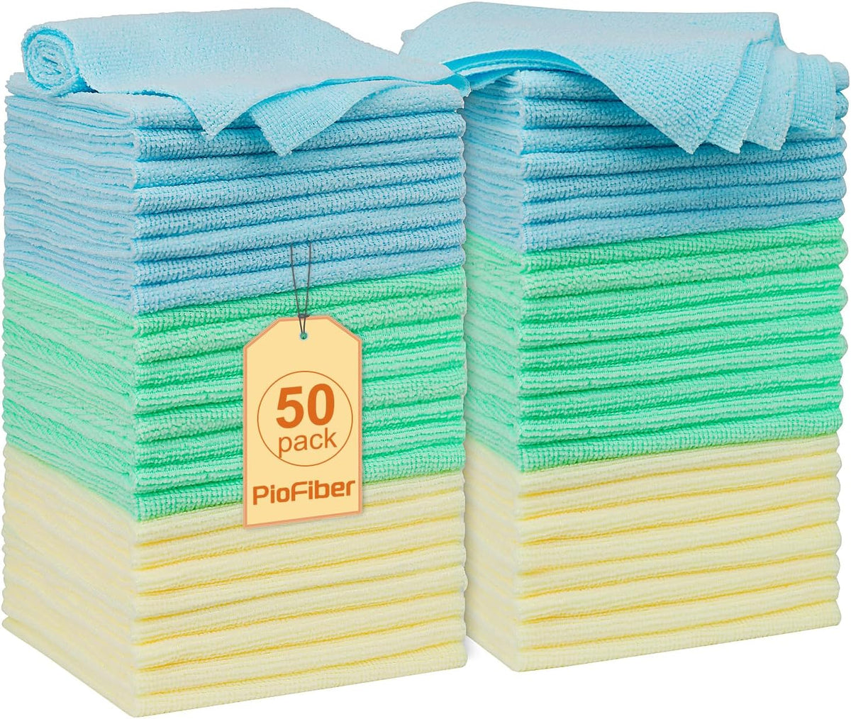 Shop Towels â 50 Pack Edgeless Microfiber Cleaning Cloths, Lint-Free & Reusable Rags for Car Detailing, Kitchen, Garage, Glass â Ultra Soft Quick Dry Towels, 12"x12"