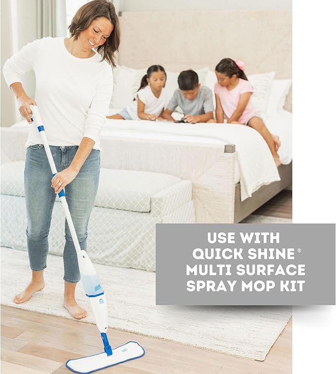 Quick Shine Multi Surface Floor Cleaner 27oz, 2Pk | Ready to Use-Streak Free- No Rinse | Use on Hardwood, Laminate, Luxury Vinyl Plank & Stone | Use in Spray Mops & Vac Mops | Safer Choice Cleaner