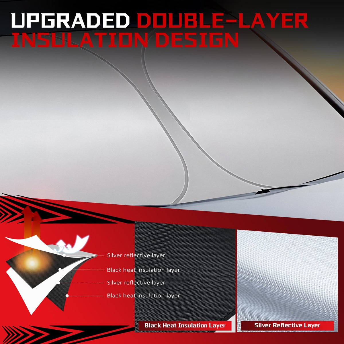 Fonowka Windshield Sun Shade for Toyota RAV4 2019-2025 RAV-4 SUV Foldable Sun Sunshade for Car Front Window Blocks UV Rays and Heat Automotive Interior Protector Custom Fit Accessories