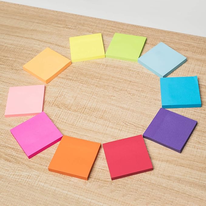 2400 Sheets Sticky Notes 3x3 Inches, 24 Pack ZCZN 6 Bright Color Self-Stick Note Pads, Colorful Sticky Notes Bulk, Easy to Post for Home, Office, School - 100 Sheets/Pad