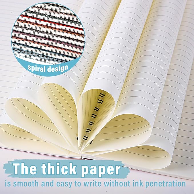 Fuutreo 12 Pcs Spiral Notebook for Work A5 8.3 x 5.7 Inch College Ruled Spiral Journal Notebook Kraft Cover Ruled Paper, 12 Color, 60 Sheets, 120 Pages for Office School(Vintage Color)