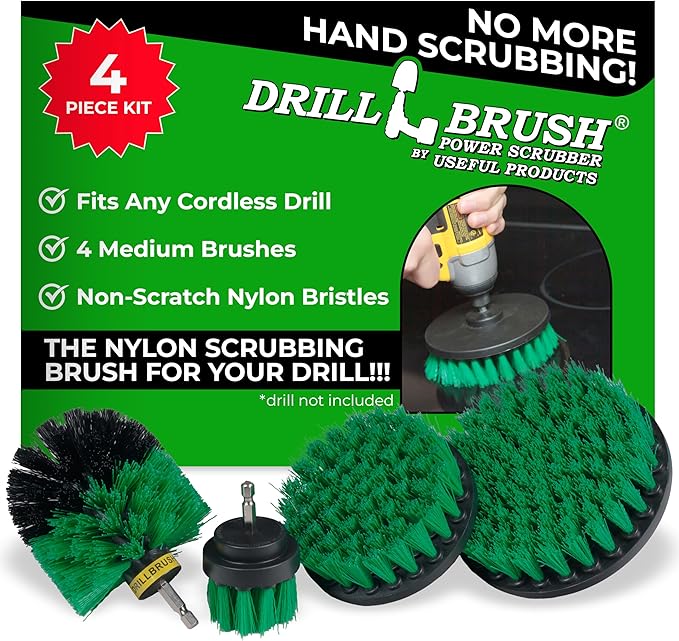 Kitchen Drill Brush Set - Drill Powered Cleaning Tools for Stainless Steel Sink, Copper Sink, Stove Top, Oven, Pots, Pans, & Cabinets - Pot Scrubber - Air Fryer Cleaning Brush Set- Stove Cleaner Kit