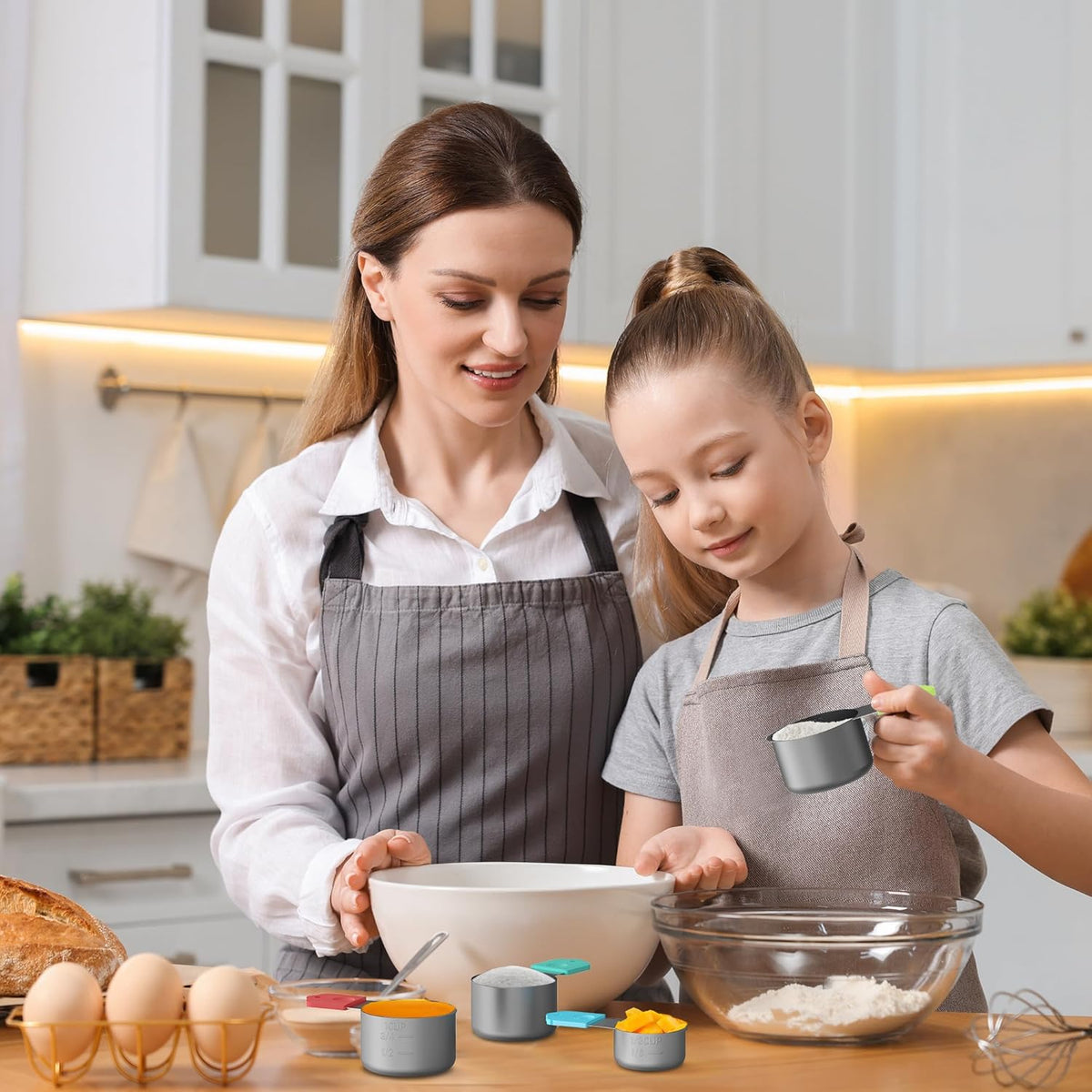 Magnetic Measuring Cups, 7 Stainless Steel Nesting Measuring Cup Set for Measuring Dry or Liquid Ingredients