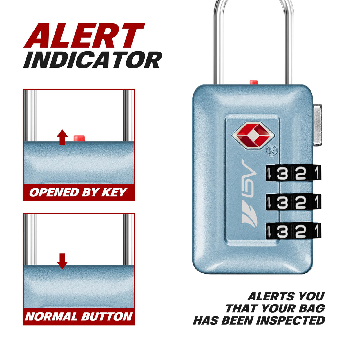 BV TSA Accepted Luggage Travel Lock, Set-Your-Own Combination Lock for School Gym Locker, Luggage Suitcase Baggage Locks, Filing Cabinets, Toolbox, Case (Arctic Blue, 2 Pack)
