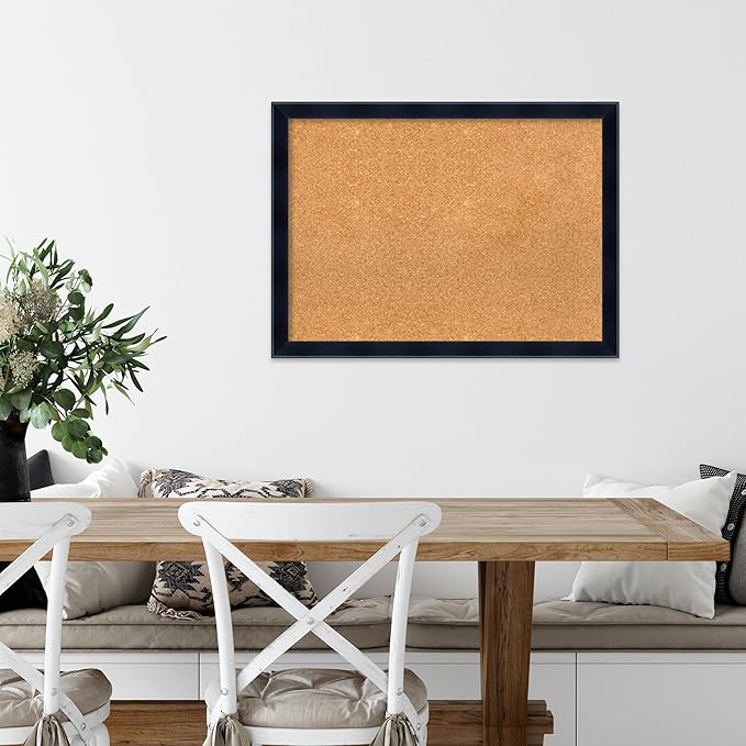 Amanti Art Natural Cork Board for Wall, 22x30 Vision Board with Black Wood Frame, Medium Corkboard Office Decor for Home Organization, Modern Contemporary Corkboard Pinboard to display items for home
