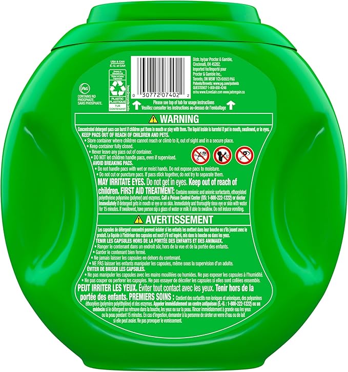 Gain flings Ultra Oxi Laundry Detergent Pacs, 60 Count, Waterfall Delight Scent, 3-in-1, HE Compatible