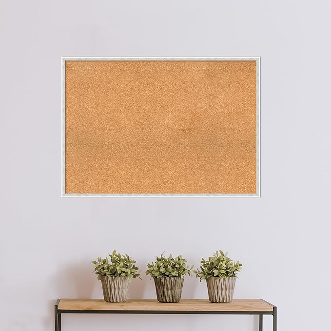 Amanti Art Natural Cork Board for Wall, 29x41 Vision Board with White Frame, X-Large Corkboard Office Decor for Home Organization, Modern Corkboard Pinboard to Display Items for Home Organization in