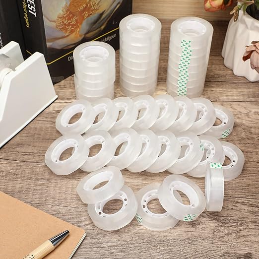 Jetec 200 Rolls Clear Tape Bulk Transparent Invisible Tape Refills 1/2 x 1260 Inches Glossy for Gift Wrapping Dispenser Office School Home Use Gift Wrap Desk Supplies