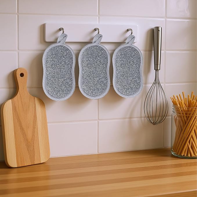 24 PCS Multi Purpose Scrub Sponges Gray Non Scratch Microfiber Sponge Cleaning Dish Scrubber Reusable Dish Sponges for Washing Dishes Along with Heavy Duty Scouring Power