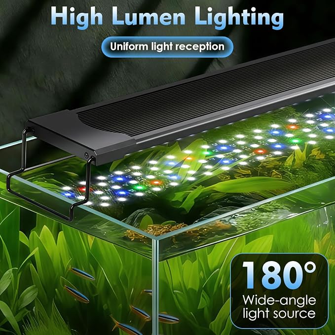 AQQA LED Aquarium Light 60W for 40-48 Inch Fish Tank, 24/7 Mode&DIY Mode Full Spectrum Fish Tank Light, IP68 Waterproof High Lumen Aquarium Plant Light, Adjustable Brightness/Timer, Memory Function