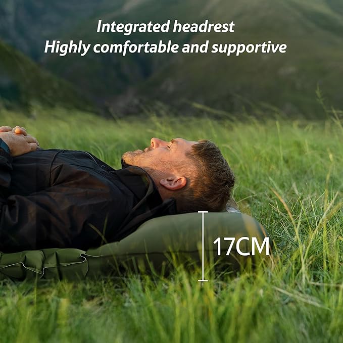 Naturehike Camping Sleeping Pad, Ultralight Inflatable Sleeping Mat with Pillow &Air Pump Sack, 3.74 Inch Lightweight Air Mattress for Camping, Backpacking, Hiking, Traveling