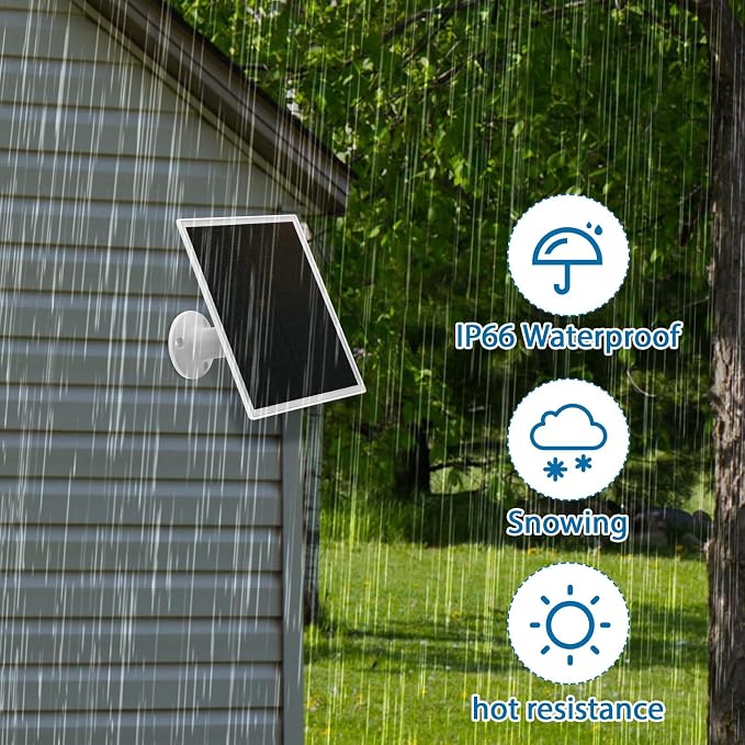 Kanayu 4 Pack Solar Panel for Security Camera Charger Compatible with Rechargeable Battery Camera 5v 6w USB Solar Panel with USB C Port Ip66 Waterproof 9.8ft Cable 360° Adjustable Mount