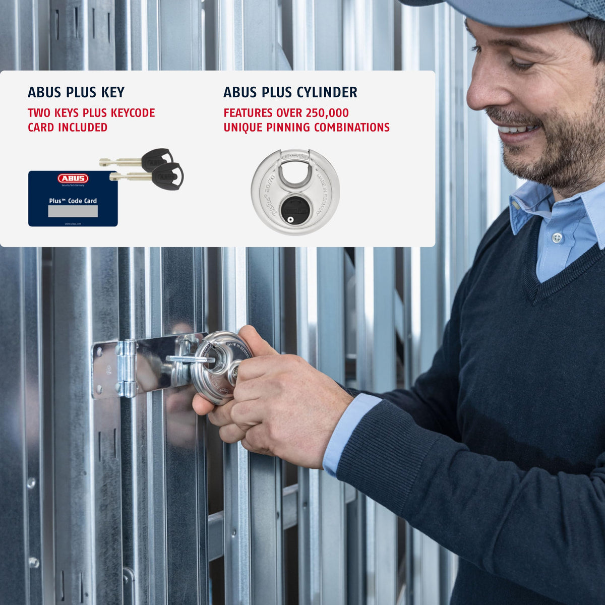 ABUS Diskus 20/70 Heavy Duty Stainless Steel Disk Padlock - Rustproof Lock with 3/8" Shackle - Made in Germany - Keyed Different