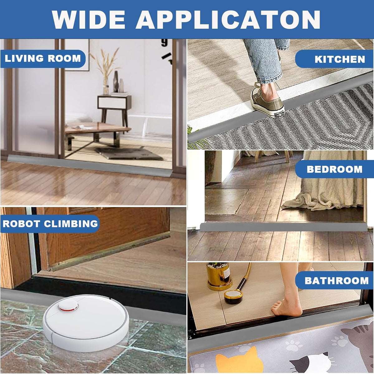 Vinyl Door Threshold Flooring Transition Strip Self Adhesive Carpet Edging Strip for Laminate Doorway Edge Threshold from 2/5" to 3/5" (Gray, 3.3 Ft)