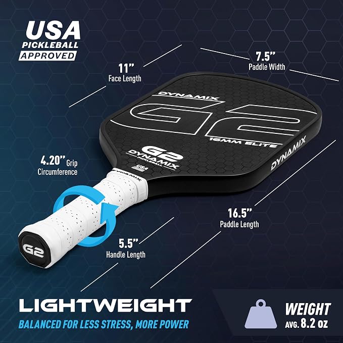 Carbon Fiber Pickleball Paddle 16mm G2, USAPA Approved Raw Carbon Gen2, Pro-Grade Thermoformed Pickleball Racket, Elite Pickle-Ball Paddle for Control, Power & Spin