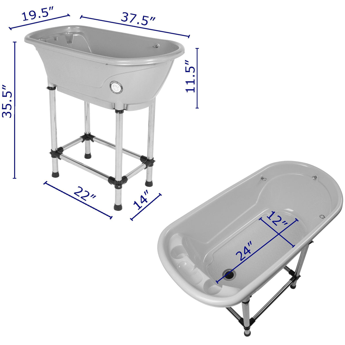 Flying Pig™ Pet Dog Cat Portable Bath Tub (White, 37.5"x19.5"x35.5")