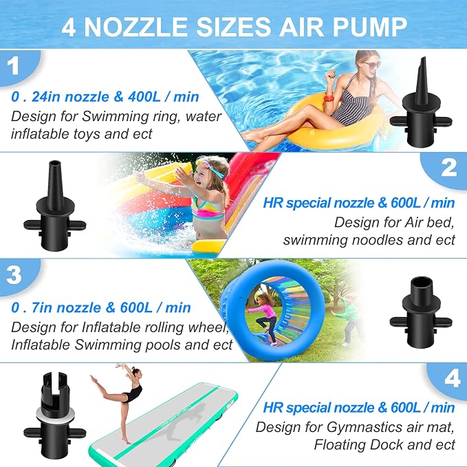 VOFiTNY Gymnastics Air Barrel Tumbling Octagon Mat Back-bend Trainer 600W Electric Air Pump for Inflatables