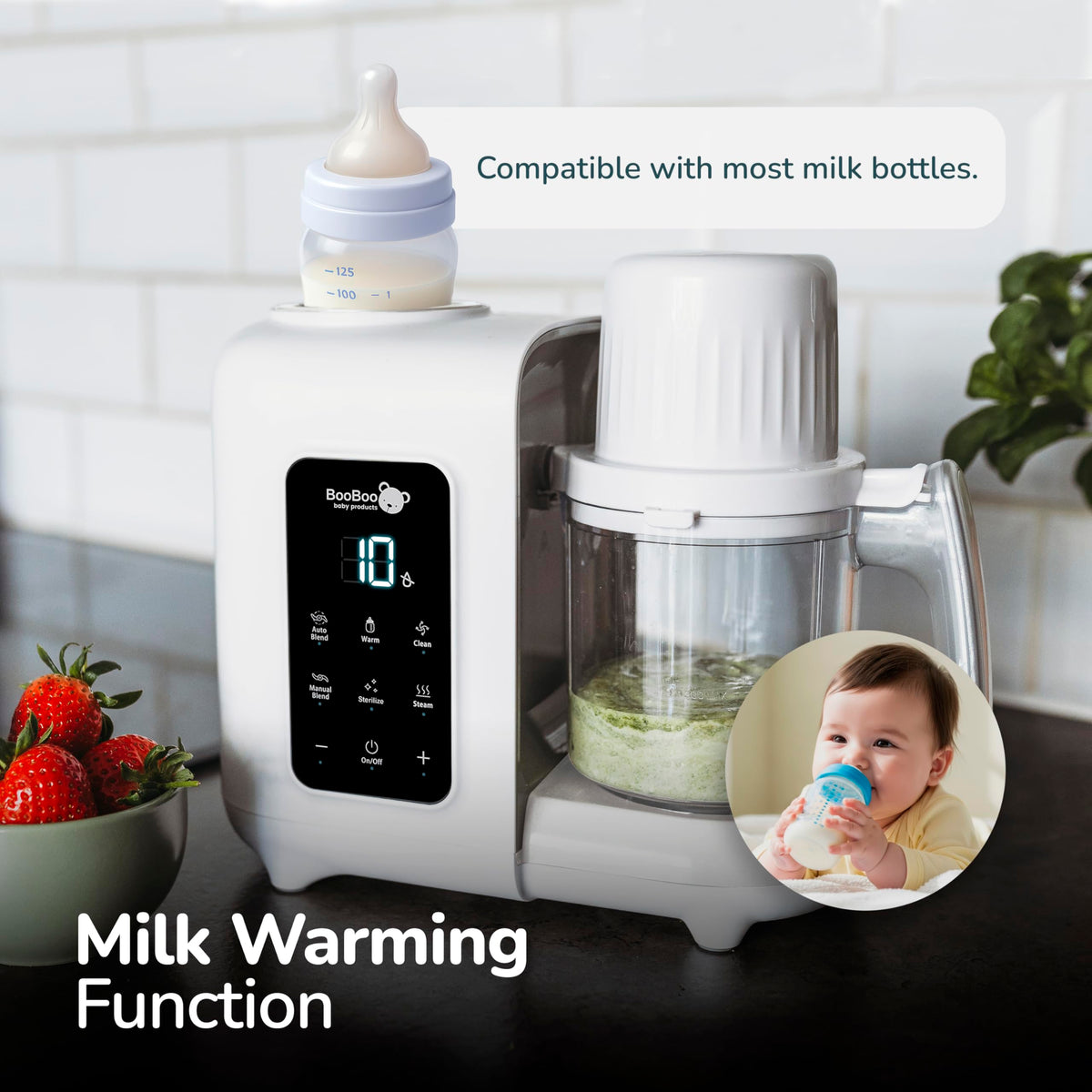 BooBoo Baby PuréePro V2 5-in-1 Baby Food Maker - Multifunctional Puree Blender, Auto Cooking & Grinder Chopper - Baby Food Processor with Steamer, Bottle Warmer, Sterilizer & Self Cleaning Operation