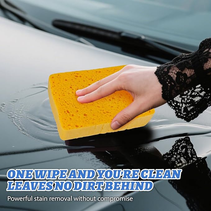 6 Pack Natural Cellulose Pop Up Sponges Biodegradable Eco-Friendly Compressed Sponges Non-Scratch Multi-Use for Kitchen Dishes, Car, Windows Cleaning